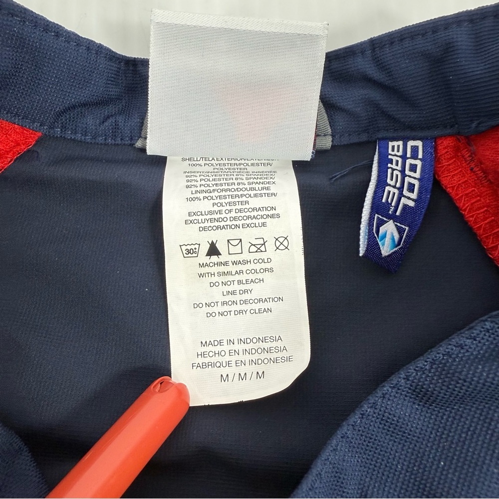 Majestic Cool Base Men's M 1/4 Zip Pullover Blue Red Jacket Removable Sleeves - Picture 12 of 16